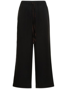 Commas: Pantalones anchos de lino - Negro - men_0 | Luisa Via Roma