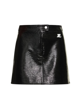 Courreges: Vinyl mini skirt - Black - women_0 | Luisa Via Roma