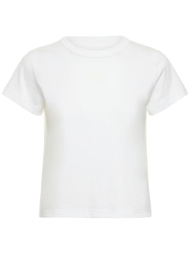 Alexander Wang: Essential shrunk cotton jersey t-shirt - White - women_0 | Luisa Via Roma