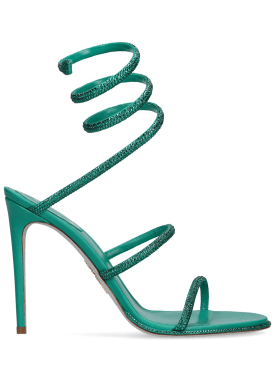 René Caovilla: Sandali in pelle con decorazioni 105mm - Verde - women_0 | Luisa Via Roma