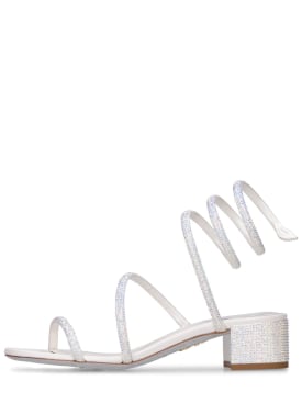 René Caovilla: 35mm Embellished satin sandals - White - women_0 | Luisa Via Roma