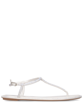 René Caovilla: 10毫米装饰绸缎夹趾凉鞋 - 白色 - women_0 | Luisa Via Roma