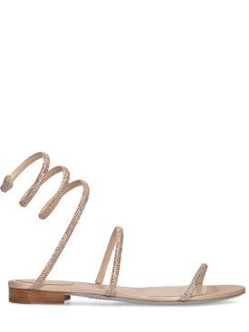 René Caovilla: Sandali in raso con decorazioni 10mm - Beige - women_0 | Luisa Via Roma