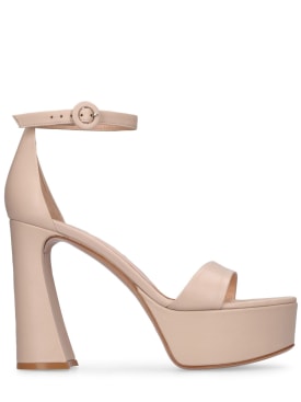Gianvito Rossi: 125mm Holly leather high heel sandals - Nude - women_0 | Luisa Via Roma