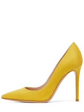 Gianvito Rossi: 105mm Gianvito satin high heel pumps - Yellow - women_0 | Luisa Via Roma