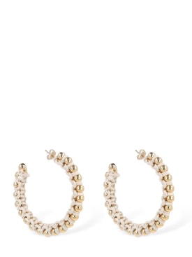 Isabel Marant: Bonni hoop earrings - Ecru/Gold - women_0 | Luisa Via Roma