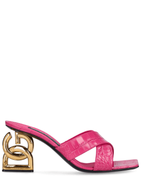 Dolce&Gabbana: 75毫米漆皮鳄鱼压纹皮革穆勒鞋 - 粉色 - women_0 | Luisa Via Roma