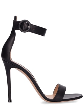 Gianvito Rossi: 105mm Portofino leather sandals - Black - women_0 | Luisa Via Roma