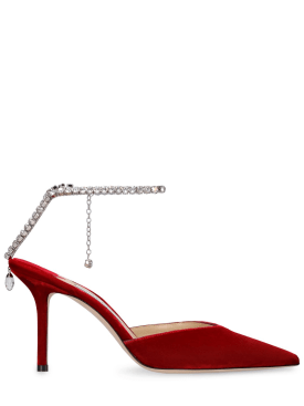 Jimmy Choo: Zapatos de tacón de terciopelo 85mm - Rojo - women_0 | Luisa Via Roma