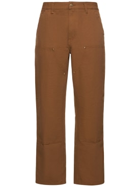 Carhartt WIP: L32 Double knee organic cotton jeans - Hamilton Brown - men_0 | Luisa Via Roma