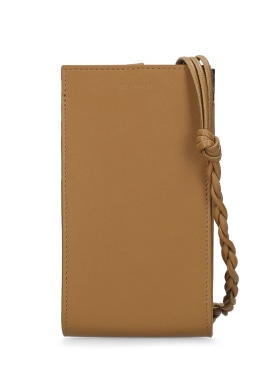 Jil Sander: Tangle leather phone case - Brown - men_0 | Luisa Via Roma