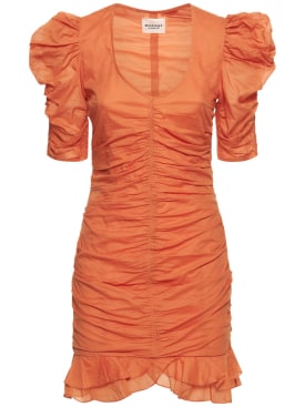 Marant Etoile: Vestito Sireny in voile di cotone - Arancione - women_0 | Luisa Via Roma