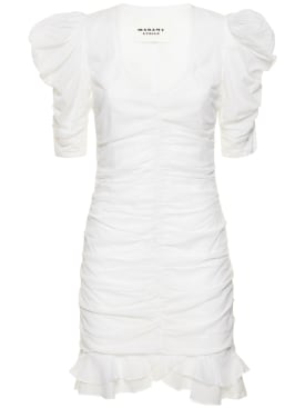 Marant Etoile: Vestido de voilé de algodón - Blanco - women_0 | Luisa Via Roma