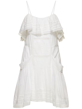 Marant Etoile: Vestido corto de algodón - Blanco - women_0 | Luisa Via Roma