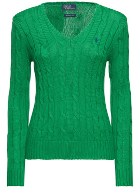 Polo Ralph Lauren: Maglia Kimberly in maglia a trecce - Verde - women_0 | Luisa Via Roma