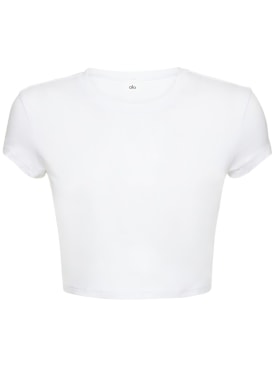 Alo Yoga: T-shirt à manches courtes Alosoft Finesse - Blanc - women_0 | Luisa Via Roma