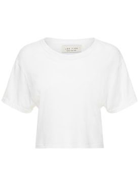 Les Tien: 크롭 코튼 티셔츠 - 화이트 - women_0 | Luisa Via Roma