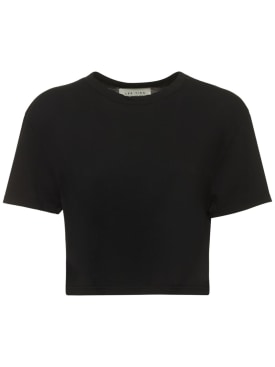 Les Tien: T-shirt court en coton - Noir - women_0 | Luisa Via Roma