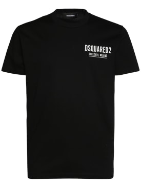Dsquared2: Ceresio 9棉质平纹针织T恤 - 黑色 - men_0 | Luisa Via Roma