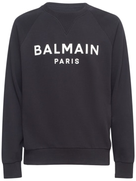 Balmain: Logo printed sweatshirt - Black/White - men_0 | Luisa Via Roma