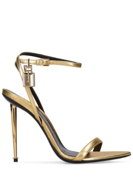 Tom Ford: 105mm Sandalen aus metallischem Leder „Padlock“ - Gold - women_0 | Luisa Via Roma