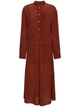 Lemaire: Robe chemise midi en viscose à col gousset - Rouge Brique - women_0 | Luisa Via Roma