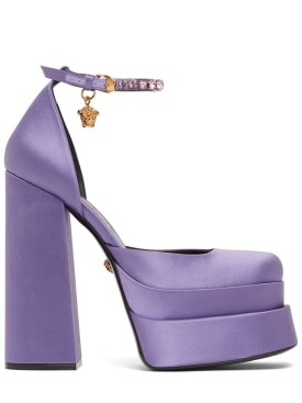 Versace: 155毫米Platform绸缎高跟鞋 - 丁香紫 - women_0 | Luisa Via Roma
