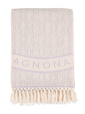 Agnona: Chain jacquard towel - Purple - ecraft_0 | Luisa Via Roma