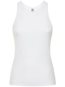 Toteme: Fine curved organic cotton tank top - White - women_0 | Luisa Via Roma