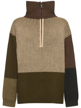 Nagnata: Hinterland zip knit sweater - Green/Brown - women_0 | Luisa Via Roma