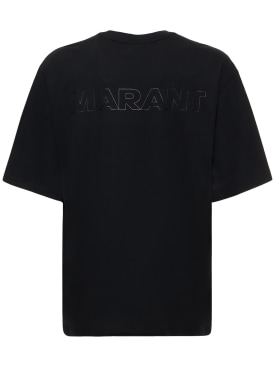 Marant: T-shirt in jersey di cotone con logo - Nero - men_0 | Luisa Via Roma