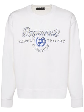Dsquared2: Printed cotton crewneck sweatshirt - White - men_0 | Luisa Via Roma