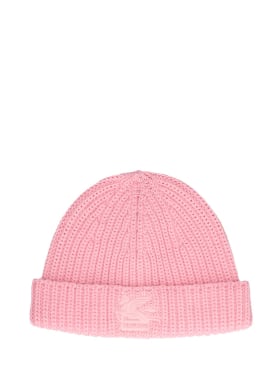 Etro: Wool beanie w/logo - Pink - women_0 | Luisa Via Roma