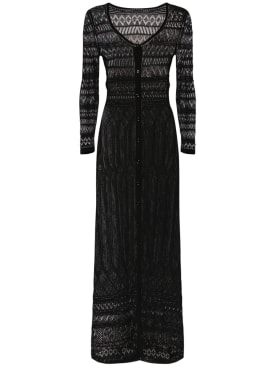 Isabel Marant: Atedy cotton crochet long dress - Black - women_0 | Luisa Via Roma