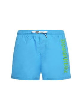 Dsquared2: Logo midi swim shorts - Turquoise/Green - men_0 | Luisa Via Roma