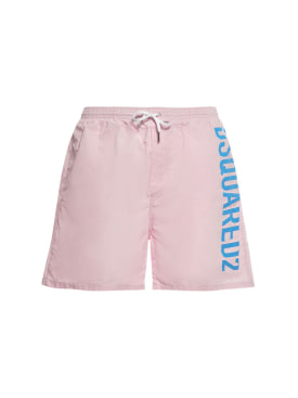 Dsquared2: Logo midi swim shorts - Pink/Blue - men_0 | Luisa Via Roma