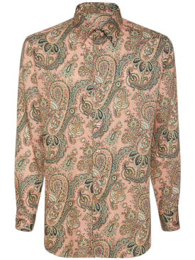 Etro: Camicia in cotone paisley - Rosa - men_0 | Luisa Via Roma