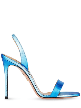 Aquazzura: 105mm So Nude python print sandals - Silver/Blue - women_0 | Luisa Via Roma