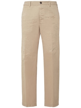 Dsquared2: Pantalones de sarga de algodón - Desert Tan - men_0 | Luisa Via Roma
