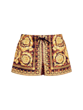 Versace: Bañador shorts de nylon estampado - Caramelo - men_0 | Luisa Via Roma