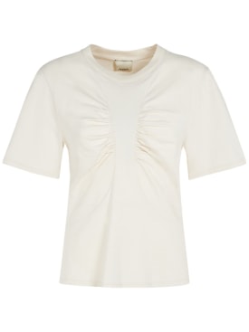 Isabel Marant: Camiseta de algodón fruncido - Crema - women_0 | Luisa Via Roma