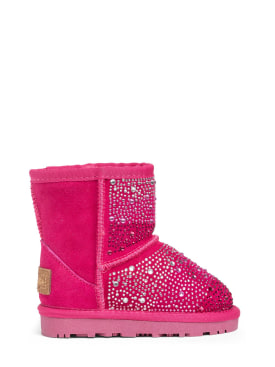 Monnalisa: Embellished boots w/ faux fur - Fuchsia - kids-girls_0 | Luisa Via Roma