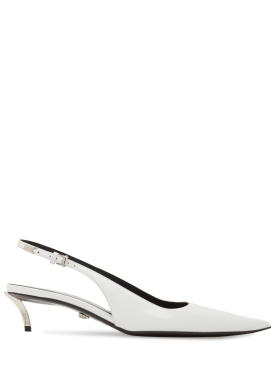 Versace: Zapatos de tacón destalonados de piel 40mm - Blanco - women_0 | Luisa Via Roma