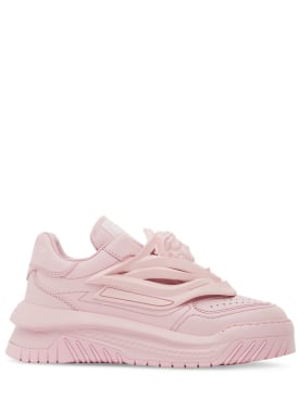 Versace: 30mm Odissea Leather & rubber sneakers - Pink - women_0 | Luisa Via Roma