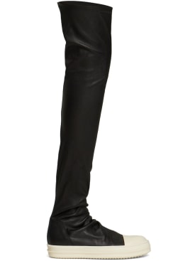 Rick Owens: 20mm Classic Bumper leather boots - Black/White - women_0 | Luisa Via Roma