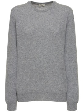 Annagreta: Lorenzo cashmere crewneck sweater - Light Grey - women_0 | Luisa Via Roma