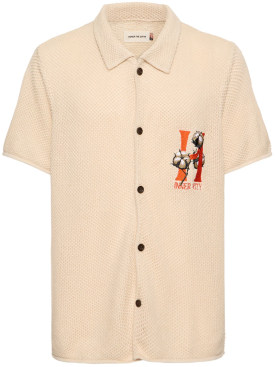 Honor the Gift: Camiseta de punto de algodón con manga corta - Beige - men_0 | Luisa Via Roma