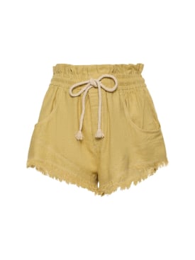 Marant Etoile: Talapiz fringed silk shorts - Yellow - women_0 | Luisa Via Roma