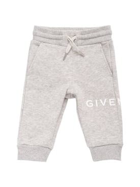 Givenchy: Logo print cotton sweatpants - Grey - kids-girls_0 | Luisa Via Roma