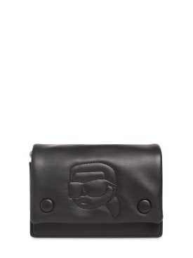 Karl Lagerfeld: Faux leather shoulder bag w/logo - Schwarz - kids-girls_0 | Luisa Via Roma